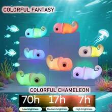 1 قطعة ضوء ليلي صغير لطيف من السيليكون متغير اللون كالحرباء، 7 ألوان، اضغط لتغيير اللون، ديكور غرفة النوم، إضاءة لطيفة، قابل للتعتيم، محمول، قابل للشحن، مناسب لعيد الميلاد وعيد الهالوين والحفلات والهدايا