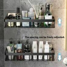 1/2pcs Punch-Free Self-Adhesive Wall-Mounted Shower Rack, Bathroom Towel Rack, Kitchen Storage Organizer, Bathroom Organizer, Makeup Organizer, Aluminum Alloy, Storage Containers, Large Capacity,Suitable For Bathroom, Kitchen, Under Cabinet, Sink, Balcony And More,Bathroom Decor, Dorm Room Essentials College, Room Decor, Bathroom Decor, Shelves For Wall Bathroom Accessories Bathroom Tools