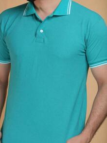 Camisa POLO GOLA LISTA masculina tecido algudão piquet