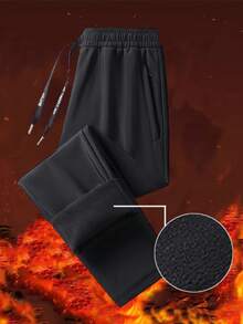 Herren Lässig Thermofutter Gerade Bein Hose, Dicke Warme Outdoor Sport Hose, Herbst/Winter