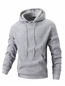1pc Men's Solid Gray Long Sleeve Hoodie, Suitable For Casual Everyday Wear And Gift For Friends, Autumn/Winter Sweatshirt