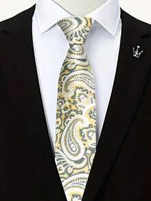 1pc Paisley Pattern Handmade Necktie, Suitable For Business, Casual, Party, Wedding, Gift - Multicolor - View 9