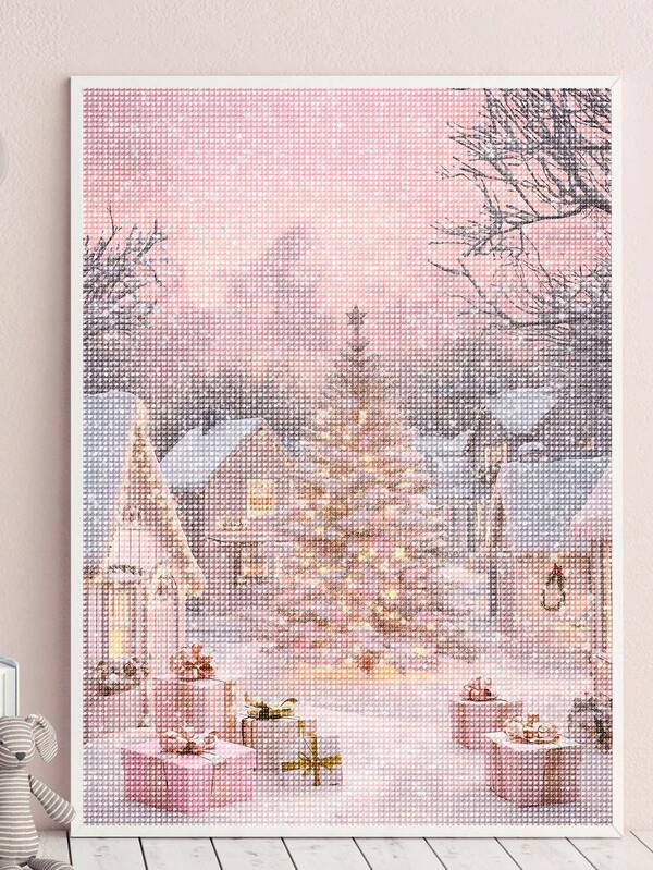 5D DIY Diamant-Malerei | Pinker Girly Weihnachtsbaum Wandkunst Diamant-Malerei für Erwachsene, Pinke Weihnachts-Handbemalungen Wanddekoration. DIY Mosaik-Set, entspannende Diamant-Malerei, Übungen für DIY-Fähigkeiten und Konzentration, das beste DIY-Feriengeschenk.