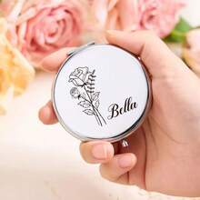 个性化迷你化妆镜，伴娘礼物，生日鲜花化妆镜，女士口袋镜，伴娘感谢礼物，婚礼派对礼物，时尚，潮流，休闲，简约，个性化，定制，独特，适合家庭 - 彩色 - 查看 5
