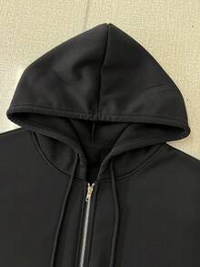 Customized Women's Zip-Up Hoodie/Any Text Can Be Customized - Customize Your And Their Text/Your Pet's Name/Lover's Name/Text/Work Uniform Design/Dance Troupe Logo/Couple/Parent-Child/Best Friend/Beloved Child/Boyfriend Or Girlfriend, Winter Long Sleeve Sweatshirt/Couple/Parent-Child Set/Thanksgiving/520, No Restrictions, Welcome To Customize - Black - View 5