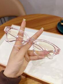 1pc Women's Classic Cat Eye Plastic Fashion Eyeglasses, Suitable For Outdoor, Travel, Street Photography
