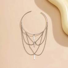 Graceful Minimalist Geometric Tassel Arm Cuff Bracelet, Adjustable Women's Bangle - Ideal For Parties And Vacations, Glamorous Jewelry - 金色 - 查看 2