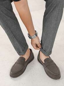 Klasyczne, minimalistyczne mokasyny męskie, lekkie, oddychające, wygodne, antypoślizgowe, trwałe, odpowiednie na ślub pana młodego, na nieformalne i formalne okazje - popiół - Zobacz 6