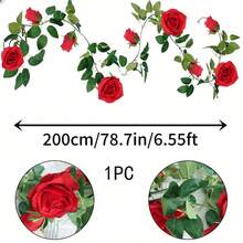 1 pièce Vigne de fleurs de rose artificielles exquises, fleurs de rose rouges artificielles et fleurs de rose blanches artificielles, convient pour la décoration d'arche de mariage, la décoration de fête de Noël, la décoration d'arrière-plan de jardin, la décoration murale extérieure, la décoration de fiançailles et de mariage, les vacances, la décoration d'anniversaire et la décoration d'intérieur.