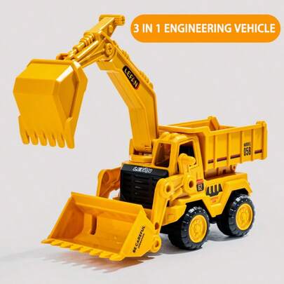 Camión volquete de movimiento de tierras para niños, vehículo de ingeniería para niños, nuevo vehículo de ingeniería inercial de tres en uno, excavadora multifuncional