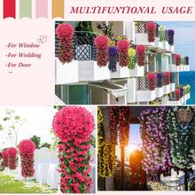 1/2/25 piezas Flores y plantas colgantes de imitación genuina y falsa de 80 cm para exteriores, enredaderas colgantes de seda morada resistente a los rayos UV que parecen reales para decoración del hogar, decoración de habitaciones, decoración de jardines, decoración de paredes, decoración interior y exterior, decoración de dormitorios, decoración de bodas, decoración de escritorio, decoración de fiestas, decoración de cumpleaños - Rosa Fucsia - Ver 3
