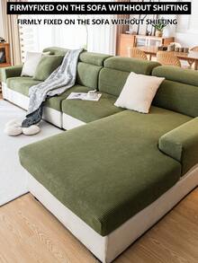 1pc Stretch Sofa Cover, Non-Slip Full Coverage Sofa Seat Cover, Suitable For All Seasons, Fabric Thickened Sofa Slipcover, Machine Washable, Dust-Proof, Pet-Friendly, Decorative Sofa Protector, Adjustable For Corner Sofa, Bedroom, Office, Living Room, L-Shaped Sofa And 1/2/3/4 Seater - màu xanh lá - Xem 7