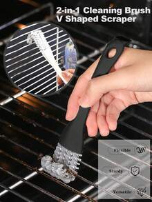 1 件，创意清洁刷，烧烤炉清洁刷，缝隙盲点清洁刷，厨房炉灶水槽烤箱台面清洁刷，强力去污，清洁用品，清洁工具，返校用品 - 黑色 - 查看 4