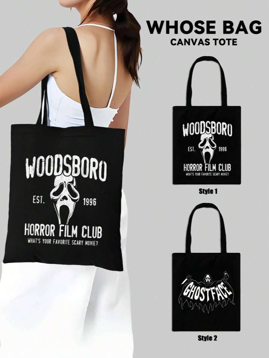 Halloween Gift-GHOSTFACE Support Tote Bag,Handbag, Reusable Shopping Bags, Foldable Large Capacity Casual Grocery Bags,Tote Bag, Perfectly Matching With Halloween Costumes Women