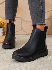 1 Paar Damen Einfarbige Mode Party, Outdoor, Lässig, Knöchel Stiefel & Stiefeletten, Klassische Stiefel, Herbst, Winter, Preppy Stil Rüschen Saum Knöchel Stiefel und Kurze Stiefel, Geeignet für Outdoor, Büro, Party, Urlaub, Winter