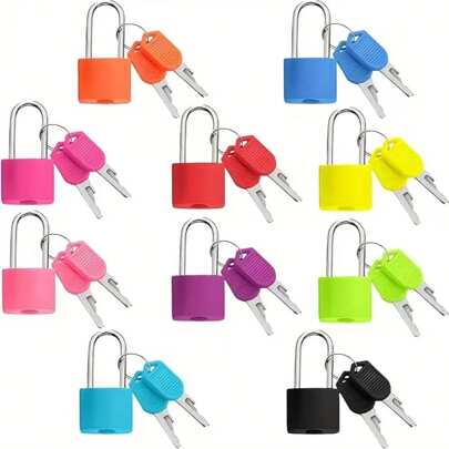 Mini Metal Padlock (With 2 Keys) - Durable Extended Small Lock In Multiple Colors, Suitable For Luggage, Gym Lockers, Drawers, Backpacks And Jewelry Boxes - Designed To Be And Fashionable