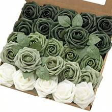 8 Color Options - Each Box Contains 25 Realistic Roses, With 5 Different Flower Shapes For A Single Color, A Bendable Stem, And 8 Leaves. Suitable For Occasions Such As Birthdays, Weddings, Valentine's Day, Christmas Parties, Etc., Adding Precious Commemorative Choices To Your Celebrations - 五色胡桃 - 查看 7