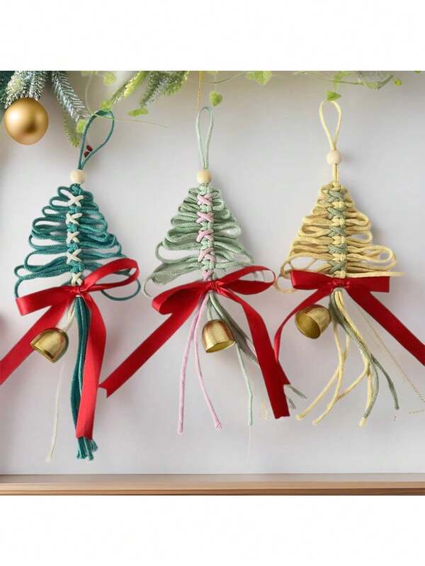 1 pieza Adorno colgante navideño, Decoración de árbol de Navidad tejida a mano, Decoración colgante para ambiente navideño, Decoración para escaparate de tienda en Navidad