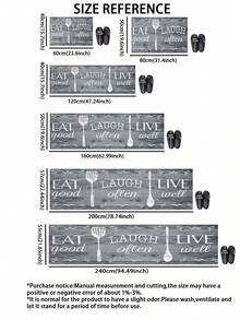 1 pezzo Zerbino serie blu, con lettere inglesi e motivi di utensili da cucina, bordo rettangolare floreale con stile vintage - tappeto per corridoio, semplice e liscio, stile caldo e rustico, tappetino in diatomite spesso circa 3 mm in morbida gomma, adatto per cucina, bagno, ingresso, lavanderia, studio, soggiorno, decorazione per casa e stanza