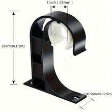 2 buc/4 buc Suport pentru tijă de perdea, cârlige pentru montare superioară a tijei de perdea, suport pentru montare inferioară a unei singure tije, suport metalic rezistent pentru tijă de perdea, montare superioară - Negru - Vizualizare 4