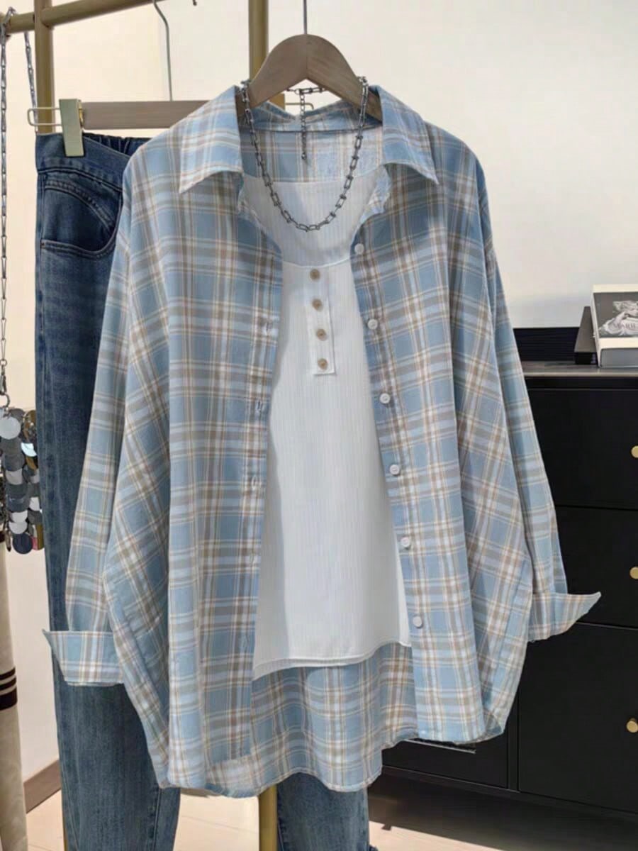 بلوزة نسائية كاجوال فضفاضة مربعة