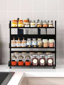 This 3-Tier Spice Rack Is Suitable For Home And Restaurant Kitchen Countertops, Can Hold Jars, Seasonings, Sauces And Knives. It Is Multi-Functional, High-Capacity, Detachable And Washable. - Multicolor - View 3