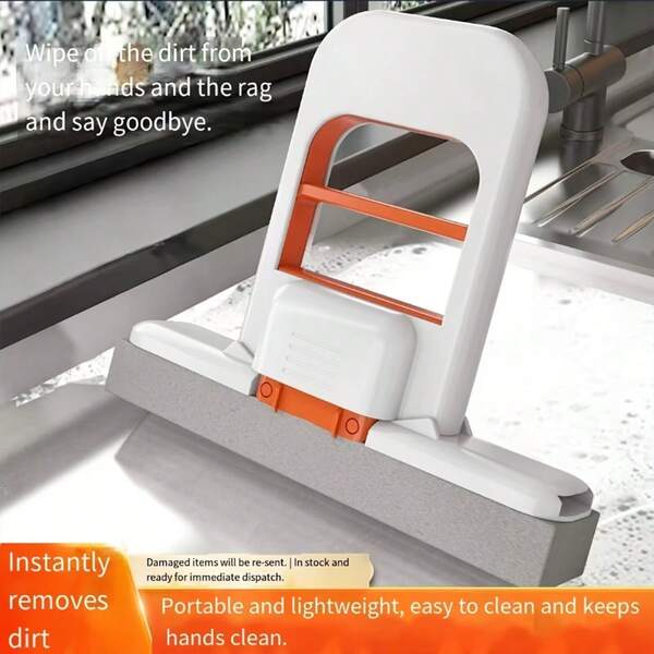 1 peça Mini esfregão de algodão portátil, forte, absorvente, úmido e seco, de dupla utilização, dobrável, para mesa, adequado para banheiro, escritório, carro, limpeza de janelas