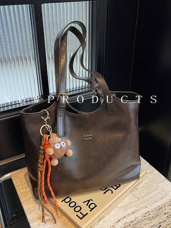 大容量日常通勤单肩包，时尚手提包，磁扣，带挂坠，适合日常外出、约会、通勤