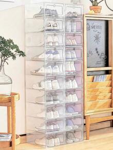 6 piezas/Set, 12 piezas/Set Cajas de zapatos transparentes, contenedores de almacenamiento de zapatos apilables, organizadores de zapatos para armario, cajas de zapatos duraderas con puertas transparentes, cajones de zapatos de plástico reforzados, cajas de zapatos de plástico apilables, organizadores de almacenamiento de zapatos, cajas de almacenamiento de zapatillas.