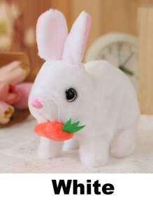 1pc Electric Plush Realistic Rabbit Toy, Cute Animal Model, Can Walk, Bark, Movable Ears, Adorable Pet Doll, Roleplay Holiday Gift