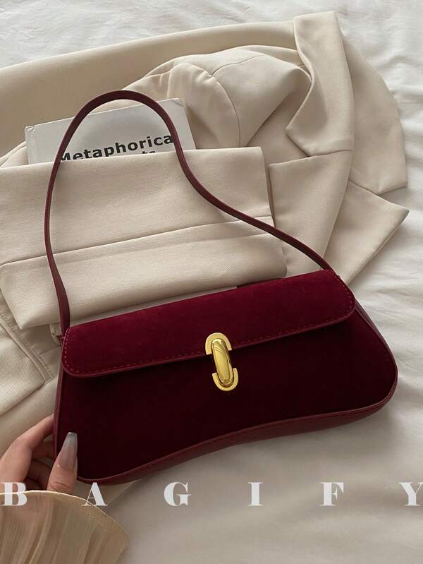 New Fashion Metal Decor Faux Suede Tote Shoulder Bag, Suitable For Parties, Outings, Vacations, Shopping And Daily Use, Can Store Coins, Phones, Also Suitable As A Work Bag For White-Collar, College Students And Office Workers, Elegant Ladies Bag