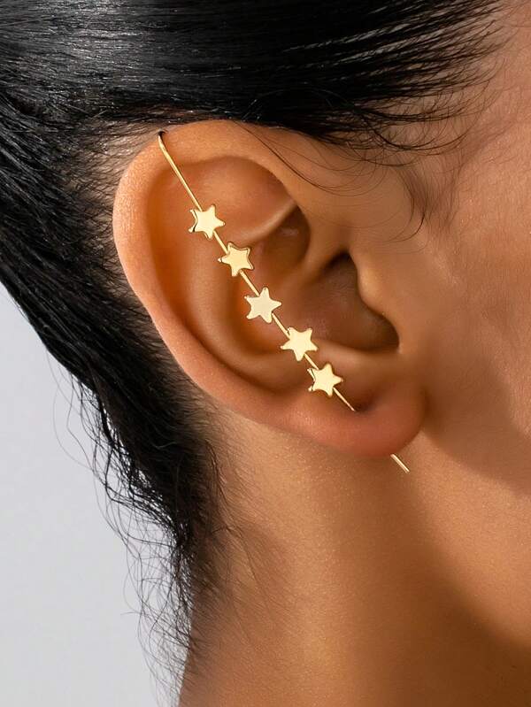 1pc Fashionable Elegant Pentagonal Long Dangle Earrings, Suitable For Daily And Party Wear For Women