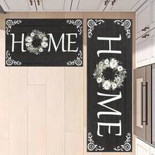 1pc Home Letter Pattern Rug, Polyester Drainage Mat, Suitable For Kitchen, Living Room, Entrance, Balcony, Home Decor, Anti-Stain, Cafe, Bar, Holiday, Party, Bedroom, Bathroom Decor - Black and White - View 11