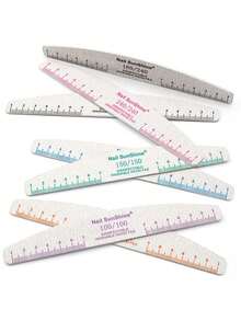 5pcs Professional Half-Moon Nail Files, Double-Sided Grit Buffing Blocks 100/150/180/240 Grit