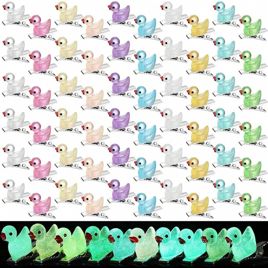 30 Pcs Glow Hair Clips Rave Hair Clips Women Music Festival Holiday Party Supplies (Duck)Valentine's Day NPVH - 發光鴨 - 查看 1