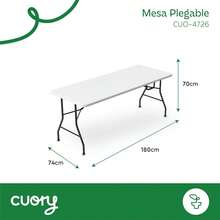 Portable Folding Table 1.80 Meters Portfolio Style For Garden | Large Lightweight Durable Plastic Desk | Multipurpose Dining/Work Table (White, Universal) - Blanco - 查看 2