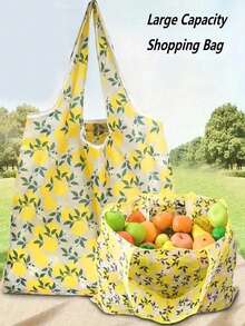 1PC Large-Capacity Shopping Bag, Portable And Foldable Storage Bag. Reusable And Portable, Foldable Vegetable Baskets, Suitable For Grocery, Clothing Storage, Travel And Gift Shopping, Reusable And Foldable Handbags