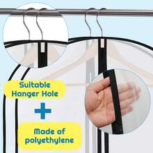 3pcs Transparent Garment Bags, Black Trim, For Storage, Hanging Clothes, Dress Covers; 1pc Semi-Transparent Breathable Dust Cover Garment Bag With Full Zipper, White