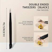 2-In-1 Nail Art Tweezers With Silicone Applicator - Precise Rhinestone Applicator And Nail Tool, Odorless