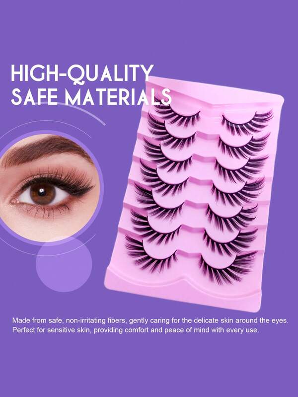 1/3/5/6/7/8/10/14 Pairs Thick Cat Eye Angled False Eyelashes, 3D Faux Mink Soft Anime Eyelashes Cosplay Transparent Stem - Reusable, Cat Eye Lashes, Suitable For Daily Charm Makeup And Special Occasions (MD005)