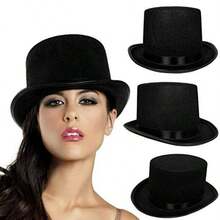 AnapoliZ Top Hat Black Felt One Size Magician Hat Costume DIY Steampunk Ultra Ringmaster Circus Hats Dr Up Party Accory - 如圖 - 查看 4