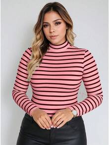 Kit 3 Blusas Feminina Ribana Canelada Cacharrel Gola Alta Manga Longa De Frio Inverno
