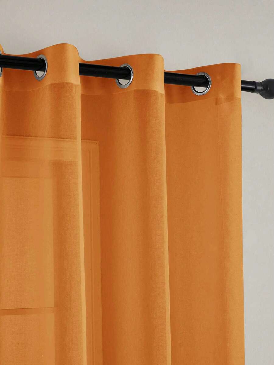 1 件薄纱窗帘，圣诞薄纱窗帘带索环，滤光窗帘，半透明窗帘，家庭/办公室用窗帘，纯色现代轻质涤纶薄纱窗帘，滤光，卧室/客厅/阳台，防紫外线 - 橘色 - 查看 1