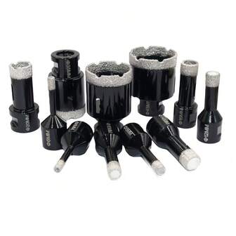 M14螺纹金刚石干式真空钎焊钻芯钻头套装瓷砖冠钻花岗岩大理石开孔器工具