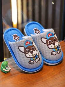 1 Pair Children's Slippers, Cartoon Dinosaur Design, Anti-Slip, Indoor Wear, For Toddler & Little Boys, Autumn/Winter