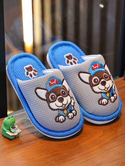 1 Pasang Sandal Anak, Desain Dinosaurus Kartun, Anti Selip, Untuk Dipakai di Dalam Ruangan, Untuk Balita & Anak Laki-Laki, Musim Gugur/Musim Dingin