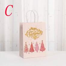 أكياس هدايا ورقية بشكل بابا نويل وردية لحفلات عيد الميلاد، أكياس هدايا لتغليف الهدايا الصغيرة في عيد الميلاد