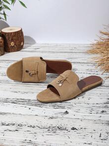 Women's Flat Slide Sandals, New Summer Lockable Outdoor Beach Sandals, Flat Heel Bohemian Style