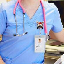 2 pièces/set Porte-badge rétractable de Noël avec cordon, porte-carte d'identité avec étiquette de nom de fête, convient pour les infirmières, les employés de bureau, les enseignants et les étudiants