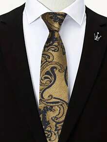 1pc Paisley Pattern Handmade Necktie, Suitable For Business, Casual, Party, Wedding, Gift - Multicolor - View 4